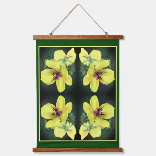 Delikatesse Gelbe Wildblume Abstrakte Kunst Wandteppich Mit Holzrahmen (Vorderseite)