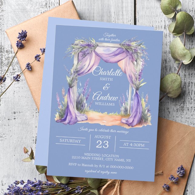 Delikatesse Lavendel Arch Einladung (Delicate Lavender Floral Arch Wedding Invitation
)