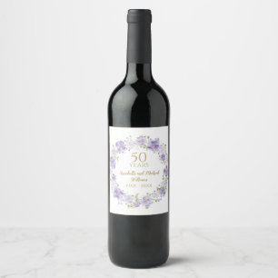 Delikatesse Lavendel Blumengarten 50. Hochzeit Weinetikett