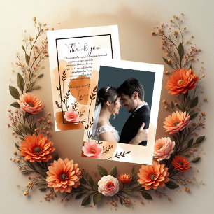 Delikatesse Peach Herbst Hochzeit Dankeskarte