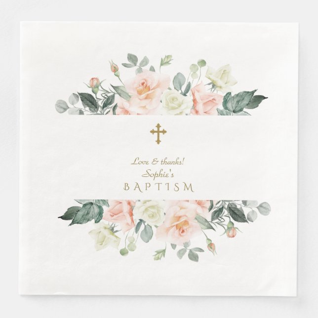 Delikatesse Weiße Blume Goldgräbertaufen Serviette (Vorderseite)