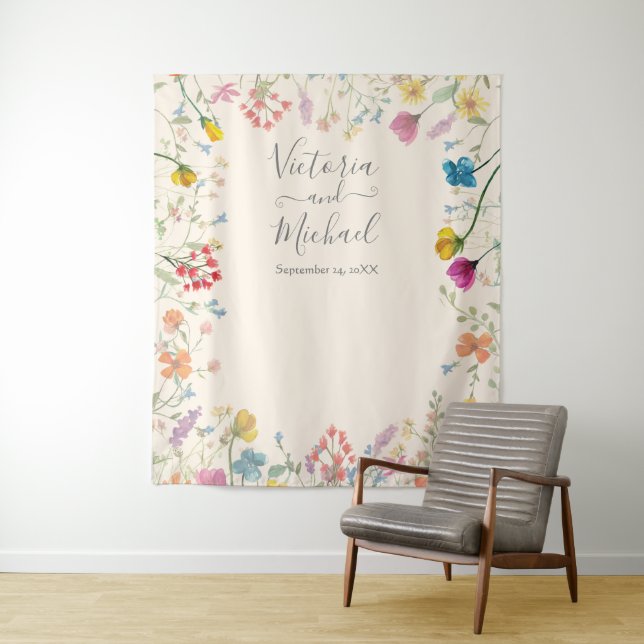 Delikatesse Wildblume Blumengarten Hochzeit Wandteppich (Beispiel)