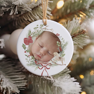 Delikatesse Wreath Erstes Weihnachtsfest Foto Keramik Ornament