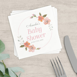Delikatessen Blütenpink Girl Babydusche Serviette