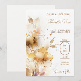 Delikatessen Golden Floral Einladung