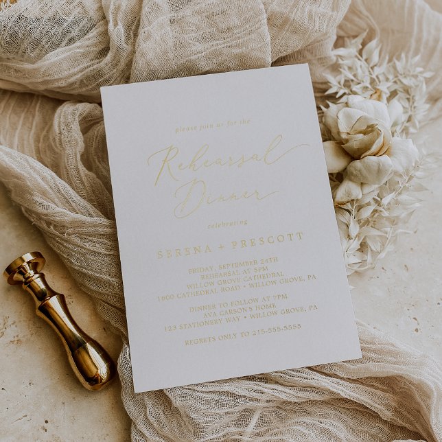 Delikatessen Goldfoil Calligrafy Probe Dinner Folieneinladung (Von Creator hochgeladen)