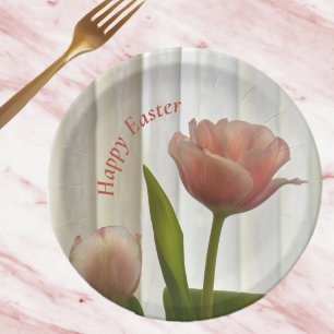 Delikatessen Pink Pastel Tulips Fotografisches Ost Pappteller