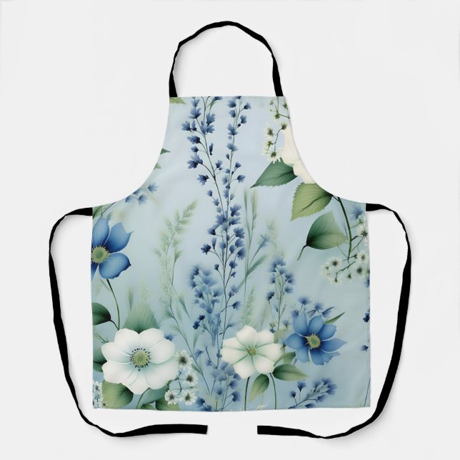 Delikatessen Romantisches Blumenblau Schürze (Vorderseite)