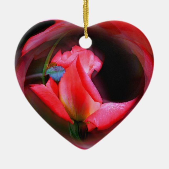 Delikatessen Rosa Rosenknospe Blume Keramik Ornament (Vorne)