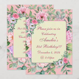 Delikatessen Rosa Summer Garden Party Floral Gebur Einladung