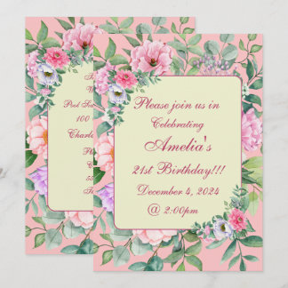 Delikatessen Rosa Summer Garden Party Floral Gebur Einladung