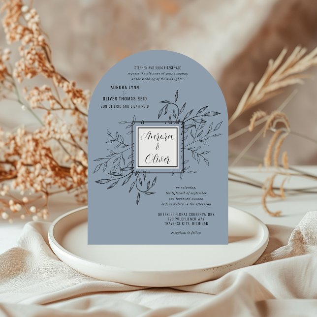Delikatfolie | Dusty Blue Arch Wedding Einladung (Von Creator hochgeladen)