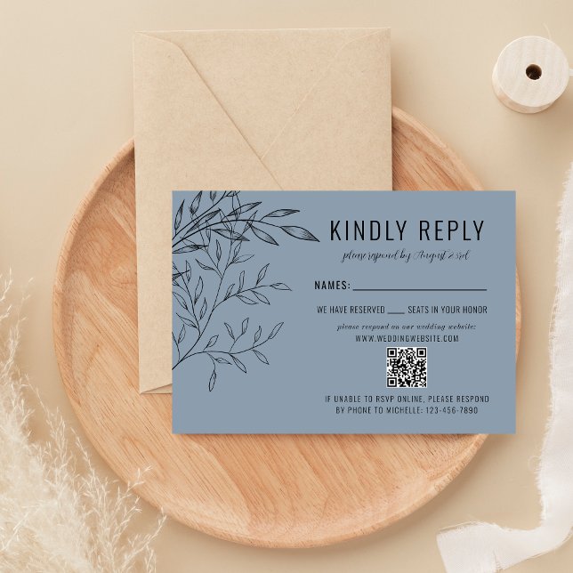 Delikatfolie | Dusty Blue | Hochzeit auf der Websi RSVP Karte (Von Creator hochgeladen)