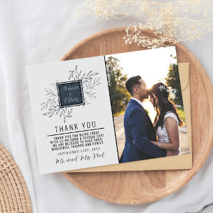 Delikatfolie Stahlblau Hochzeit Dankeskarte