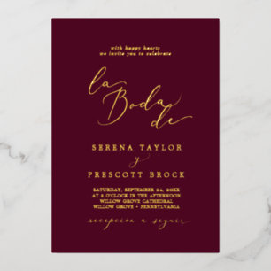 Delikatour   Burgundy La Boda De Wedding Folieneinladung