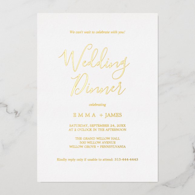 Delikatour | Calligraphy Wedding Dinner Folieneinladung (Vorderseite)