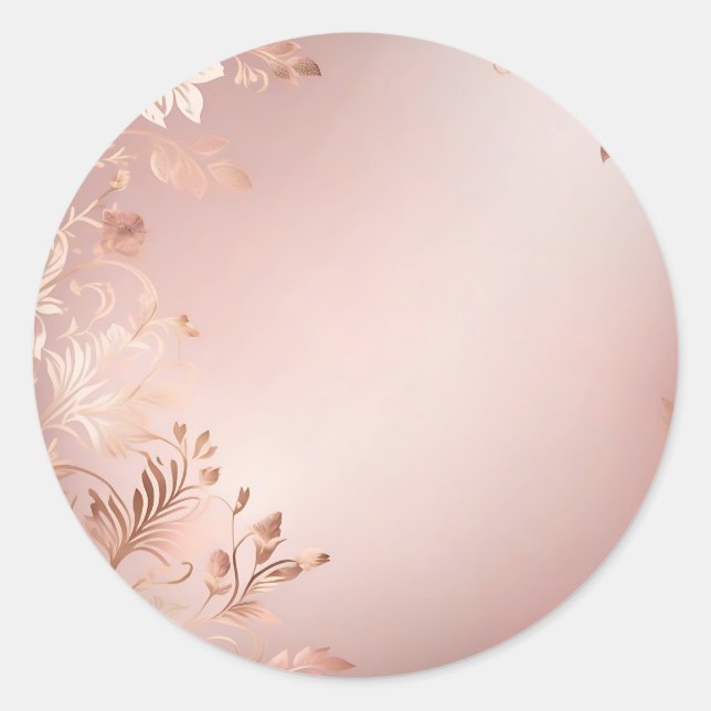 Delikatrosa und Rose Gold Floral Runder Aufkleber (Vorderseite)