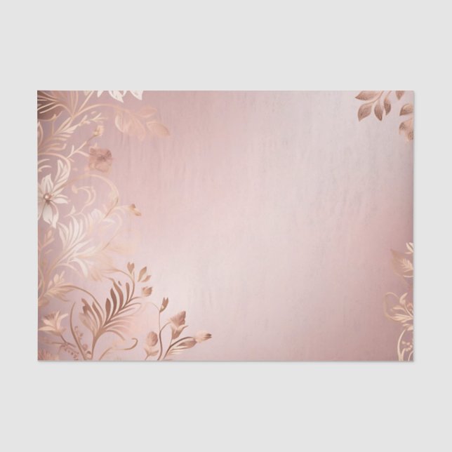 Delikatrosa und Rose Gold Floral Seidenpapier (Vorderseite)