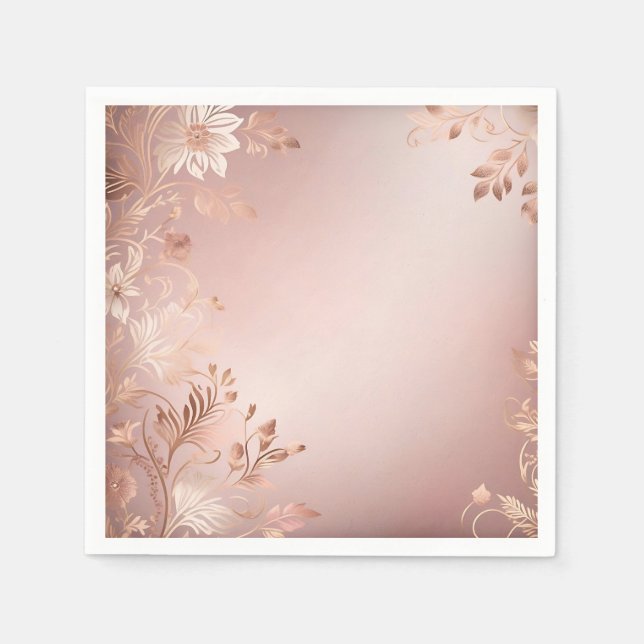 Delikatrosa und Rose Gold Floral Serviette (Vorderseite)