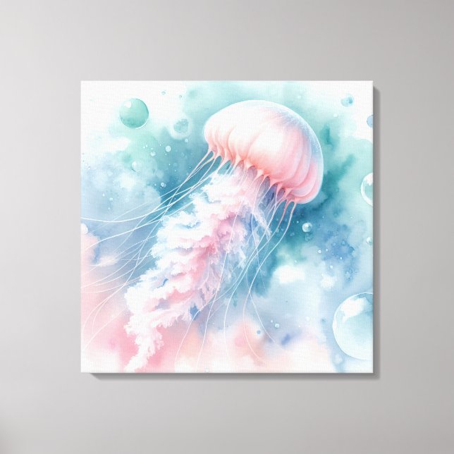 Delikatrosa Wasserfarbenqualle Leinwanddruck (Vorderseite)