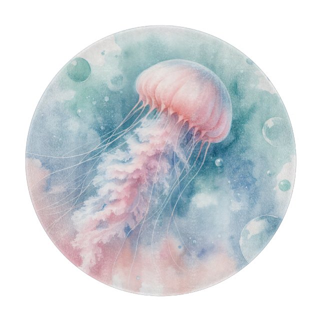 Delikatrosa Wasserfarbenqualle Schneidebrett (Vorderseite)