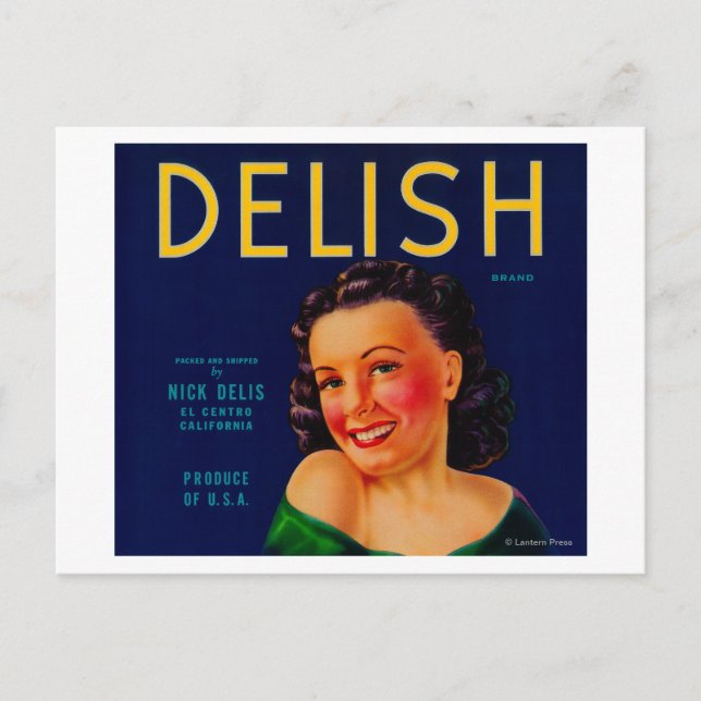 Delish Orange LabelEl Centro, CA Postkarte (Vorderseite)