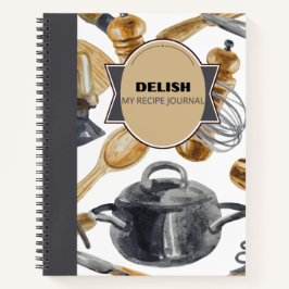 DELISH RECIPE POT & WOOD DESIGN NOTEBOOK NOTIZBUCH