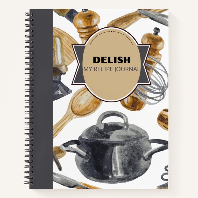 DELISH RECIPE POT & WOOD DESIGN NOTEBOOK NOTIZBUCH (Vorderseite)