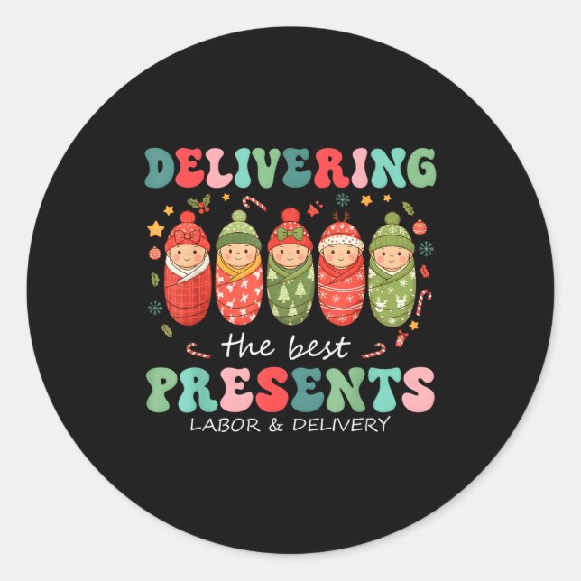 Delivering The Labor Delivery Nurse Christmas  Runder Aufkleber (Vorderseite)