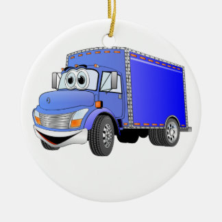 Delivery Truck Blue Cartoon Keramik Ornament