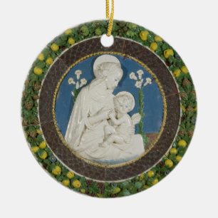Della Robbia Jungfrau der Lilien - Fruchtgirlande Keramik Ornament