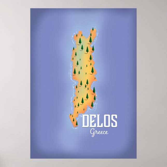 Delos Greece Map travel poster (Vorne)