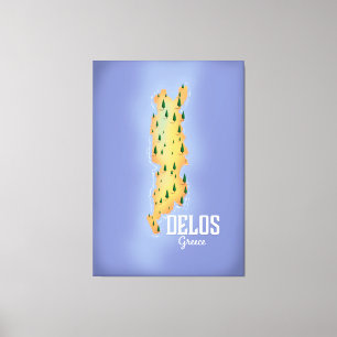 Delos Griechenland Karte Reiseplakat Leinwanddruck