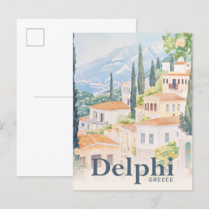 Delphi Griechenland Aquarell Reiseillustration Postkarte