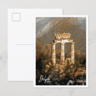 Delphi Griechenland schöne Buntstift Landschaft Postkarte