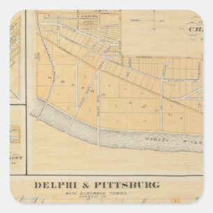 Delphi & Pittsburg mit Vorstädten Quadratischer Aufkleber