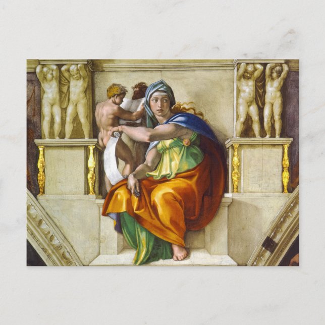 Delphic Sibyl von Michelangelo Postkarte (Vorderseite)