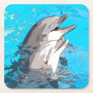 Delphin20160501 Rechteckiger Pappuntersetzer