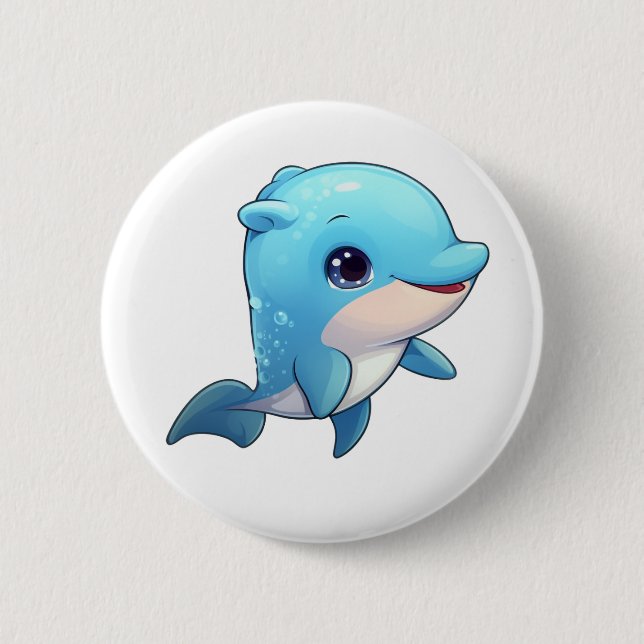 Delphin-Abbildung des Cartoon Button (Vorderseite)