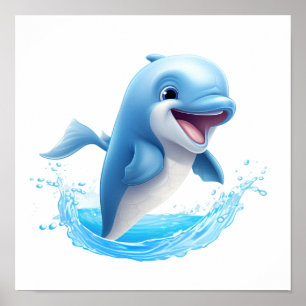 Delphin-Abbildung des Cartoon Poster