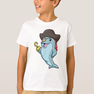 Delphin als Pirate mit Augenpflaster und Hakenhand T-Shirt