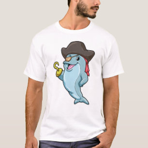 Delphin als Pirate mit Augenpflaster und Hakenhand T-Shirt