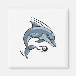 Delphin Animal Billiards Pool Cartoon-Zeichen Magnet