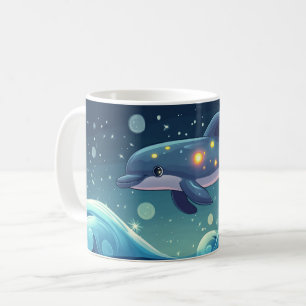 Delphin Cartoon-Stil lebendige bunte lustige Tasse