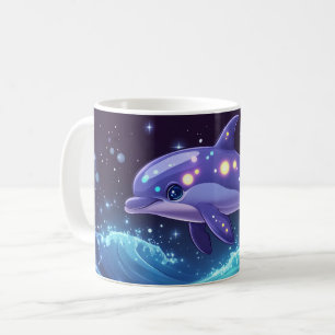 Delphin Cartoon-Stil lebendige bunte niedliche Kaf Kaffeetasse