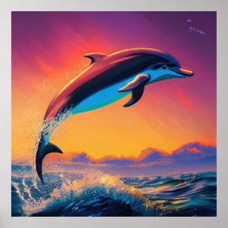 Delphin, der aus dem Wasser springt Poster