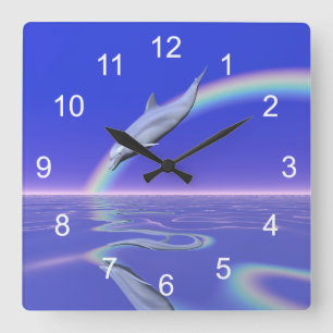 Delphin-Download Quadratische Wanduhr