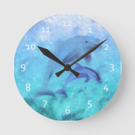Delphin-Familien-Uhren Runde Wanduhr