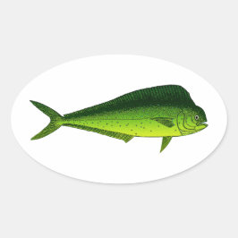 Delphin-Fische - Dorado - Mahi Mahi Ovaler Aufkleber