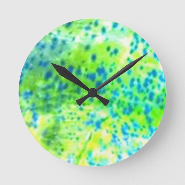 "Delphin-Fische" - Mahi Mahi durch PatternWear© Runde Wanduhr (Vorderseite)